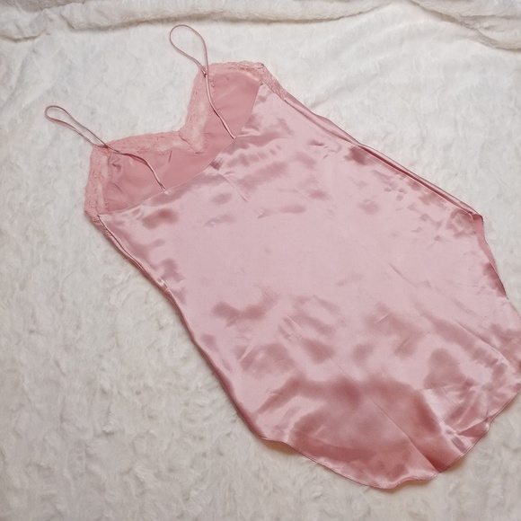 Vintage Pink Satin Slip Nightie nightgown lingerie - Picture 2 of 5